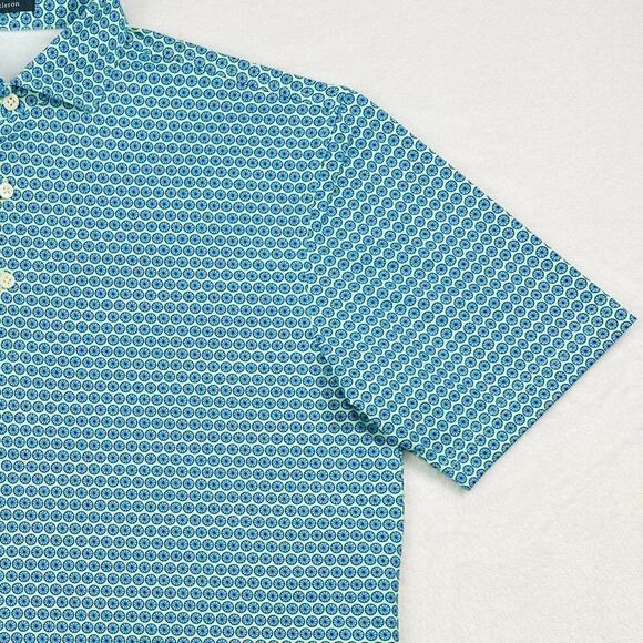 Turtleson Men’s Medium Green Blue Fruit Slice Performance Golf Polo Shirt - Picture 3 of 14